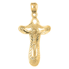 Yellow Gold-plated Silver Crucifix Pendant