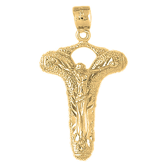 Yellow Gold-plated Silver Crucifix Pendant