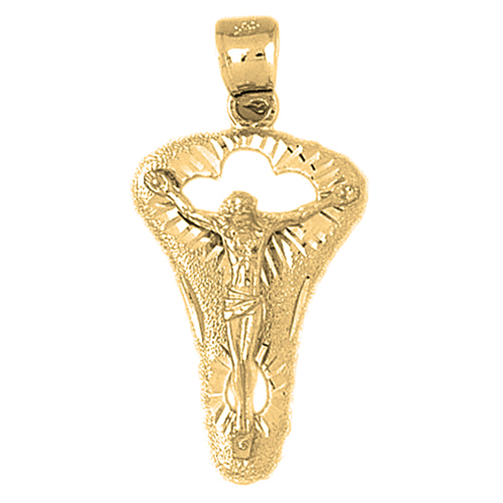 Yellow Gold-plated Silver Crucifix Pendant