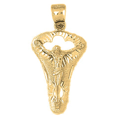 Yellow Gold-plated Silver Crucifix Pendant