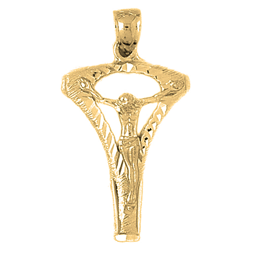 Yellow Gold-plated Silver Crucifix Pendant