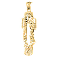 Yellow Gold-plated Silver Crucifix Pendant