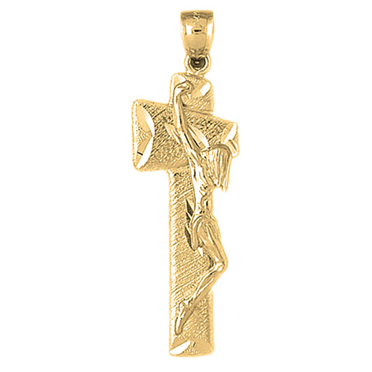 Yellow Gold-plated Silver Crucifix Pendant