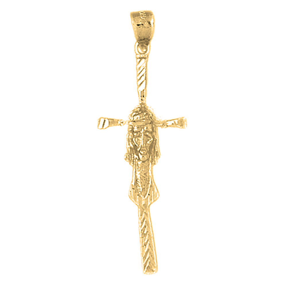 Yellow Gold-plated Silver Crucifix Pendant