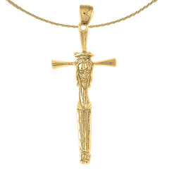 10K, 14K or 18K Gold Cross with Jesus Face Pendant