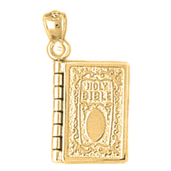 Yellow Gold-plated Silver Holy Bible With Lords Prayer Inside Pendant
