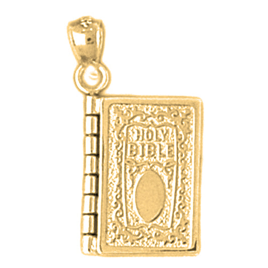 10K, 14K or 18K Gold Holy Bible With Lords Prayer Inside Pendant