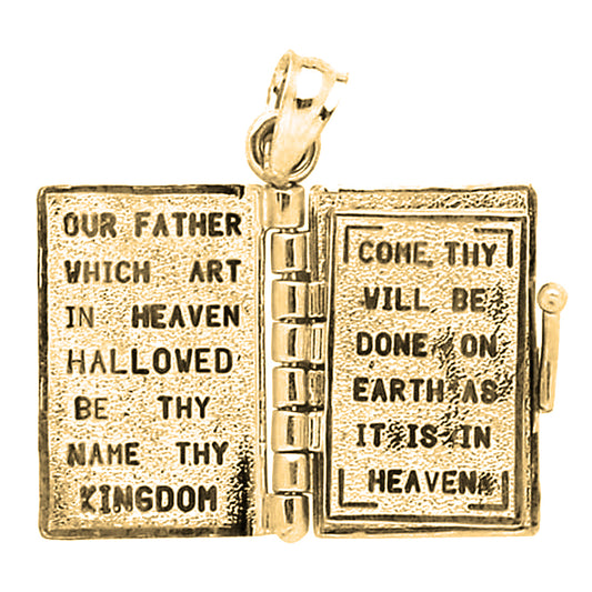 10K, 14K or 18K Gold Bible With Lord's Prayer Inside Pendant
