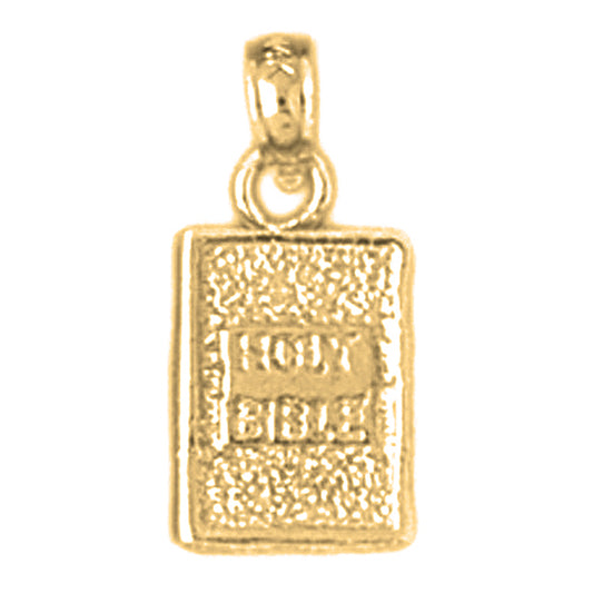 Yellow Gold-plated Silver 3D Holy Bible Pendant