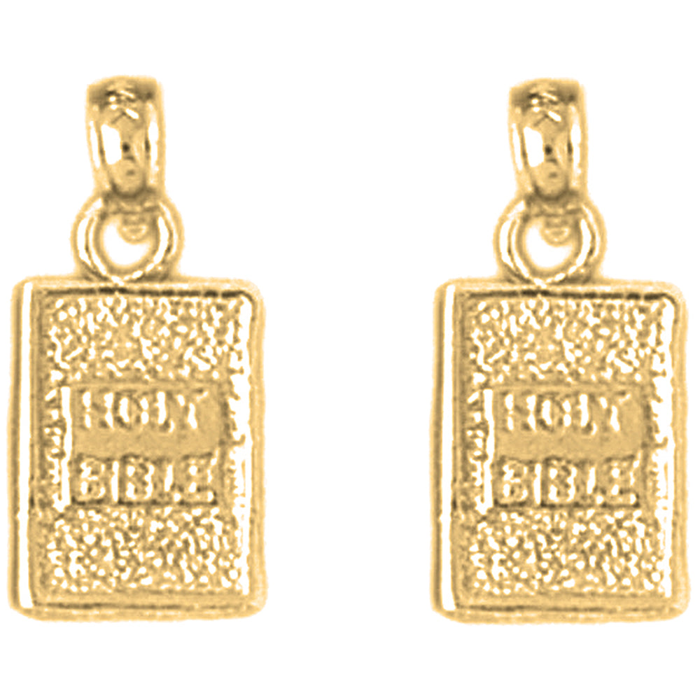 14K or 18K Gold 17mm 3D Holy Bible Earrings