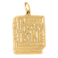 Yellow Gold-plated Silver Holy Bible Pendant