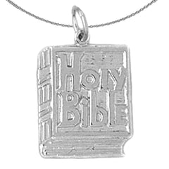 Sterling Silver Holy Bible Pendant (Rhodium or Yellow Gold-plated)