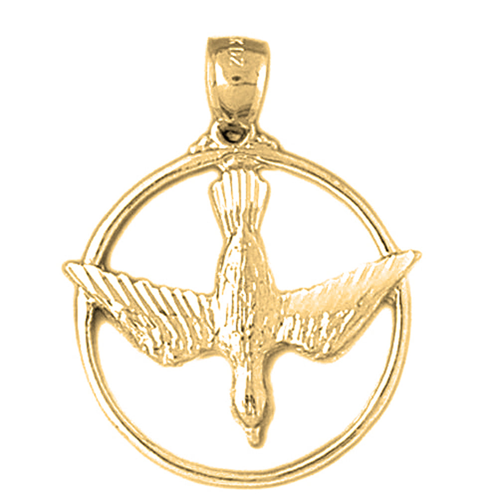 Yellow Gold-plated Silver Dove, Holy Spirit Dove Pendant