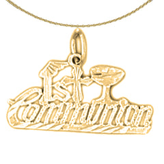 Sterling Silver 1st Communion Pendant (Rhodium or Yellow Gold-plated)