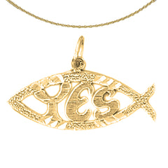 Sterling Silver Fish Pendant (Rhodium or Yellow Gold-plated)