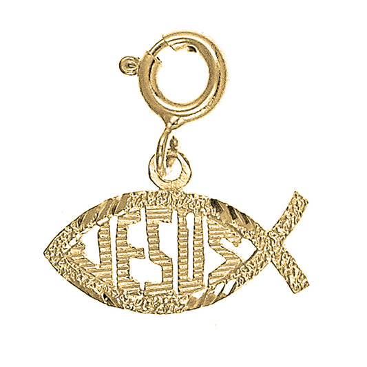 Yellow Gold-plated Silver Jesus Fish Pendant