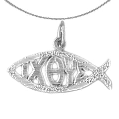 Sterling Silver Ixoye Fish Pendant (Rhodium or Yellow Gold-plated)