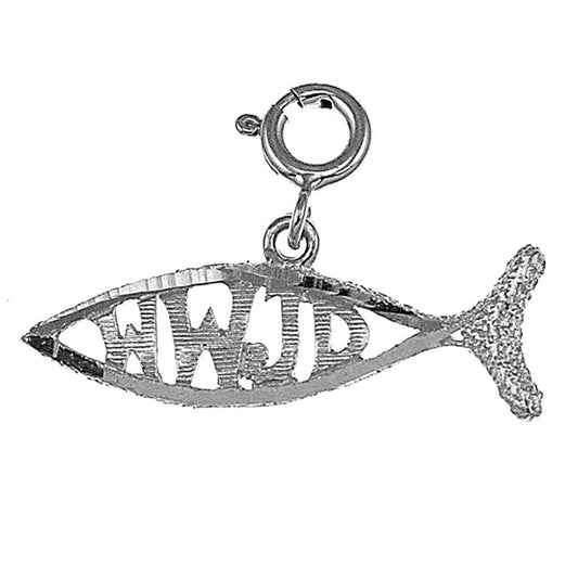 Sterling Silver Wwjd Fish, What Would Jesus Do Fish Pendant