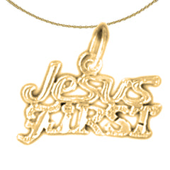Sterling Silver Jesus First Pendant (Rhodium or Yellow Gold-plated)