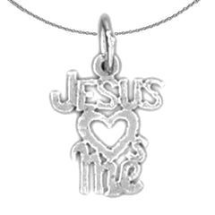 Sterling Silver Jesus Loves Me Pendant (Rhodium or Yellow Gold-plated)