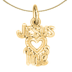 Sterling Silver Jesus Loves Me Pendant (Rhodium or Yellow Gold-plated)