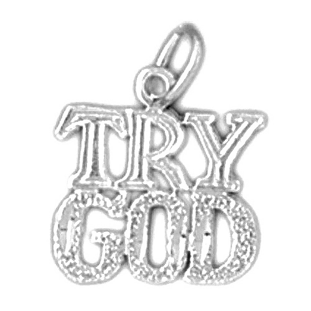 Sterling Silver Try God Pendant