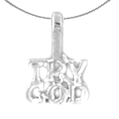 Sterling Silver Try God Pendant (Rhodium or Yellow Gold-plated)