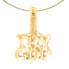 Sterling Silver Try God Pendant (Rhodium or Yellow Gold-plated)