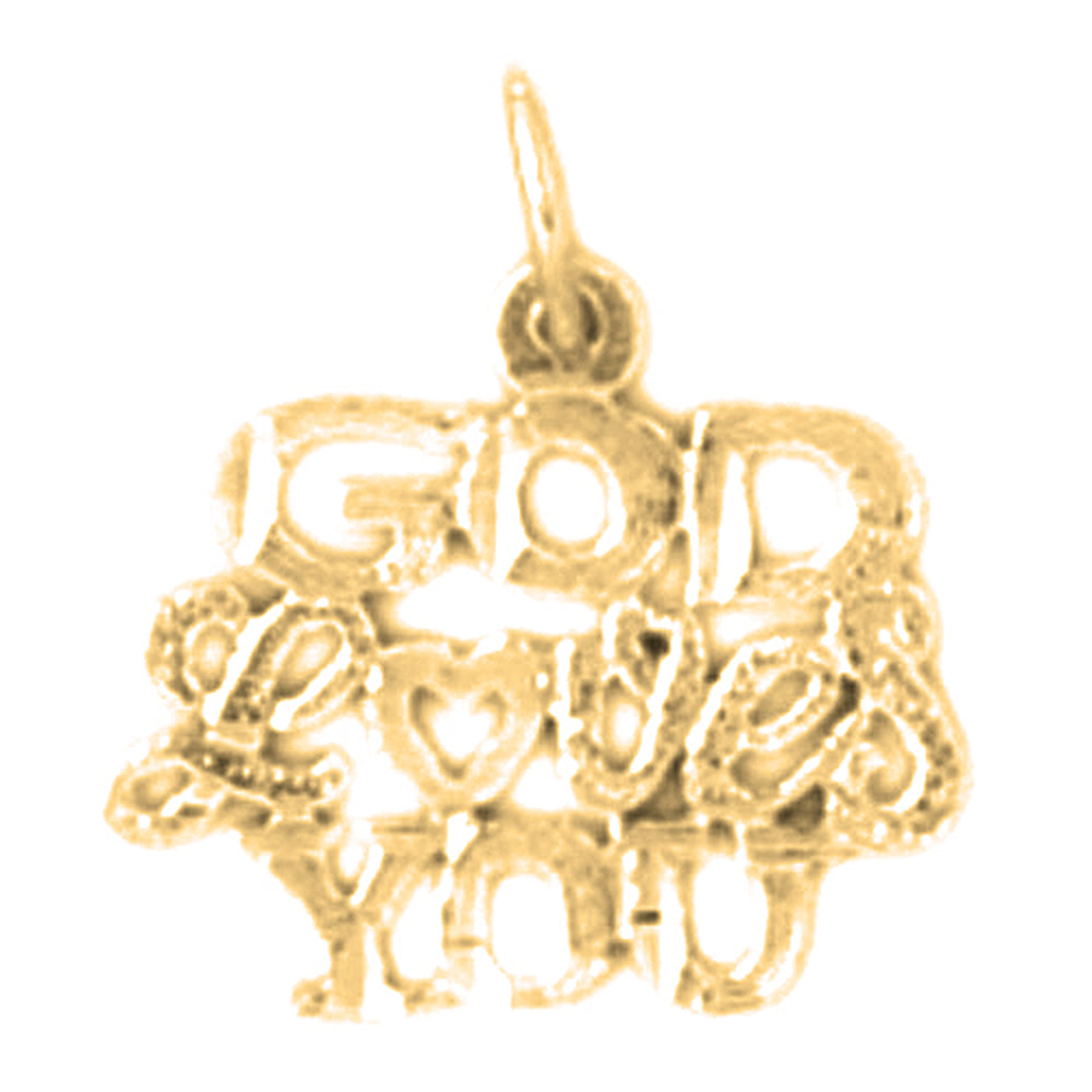 Yellow Gold-plated Silver God Loves You Pendant