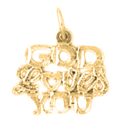 Yellow Gold-plated Silver God Loves You Pendant