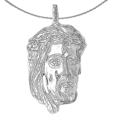 Sterling Silver Jesus Pendant (Rhodium or Yellow Gold-plated)