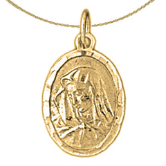 Anhänger „Mutter Maria“ aus Sterlingsilber (rhodiniert oder gelbvergoldet)