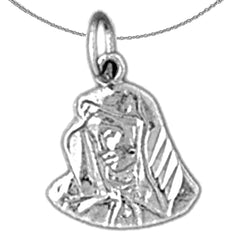 Sterling Silver Mother Mary Pendant (Rhodium or Yellow Gold-plated)