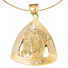 Colgante de medalla de Jesús de plata de ley (bañado en rodio o oro amarillo)
