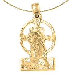 Colgante de medalla de Jesús de plata de ley (bañado en rodio o oro amarillo)
