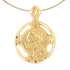 Anhänger mit Jesus-Medaille aus Sterlingsilber (rhodiniert oder gelbvergoldet)
