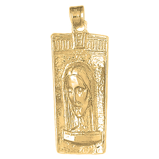 Yellow Gold-plated Silver Jesus Medal Pendant