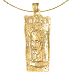 Sterling Silver Jesus Medal Pendant (Rhodium or Yellow Gold-plated)