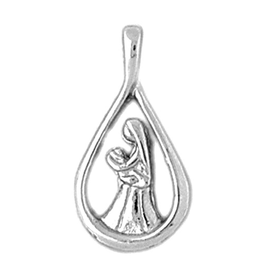 Sterling Silver Mother Mary, Mother And Child Pendant