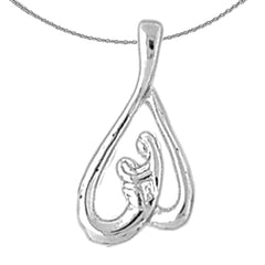 Sterling Silver Mother Mary, Mother And Child Pendant (Rhodium or Yellow Gold-plated)