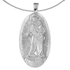 Colgante de plata de ley Madre María, madre e hijo (bañado en rodio o oro amarillo)