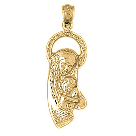 Yellow Gold-plated Silver Mother Mary Pendant