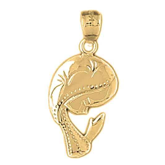 Yellow Gold-plated Silver Mother Mary, Praying Woman Pendant