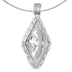 Sterling Silver Mother Mary, Praying Woman Pendant (Rhodium or Yellow Gold-plated)