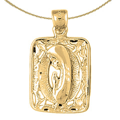 Sterling Silver Mother Mary, Praying Woman Pendant (Rhodium or Yellow Gold-plated)