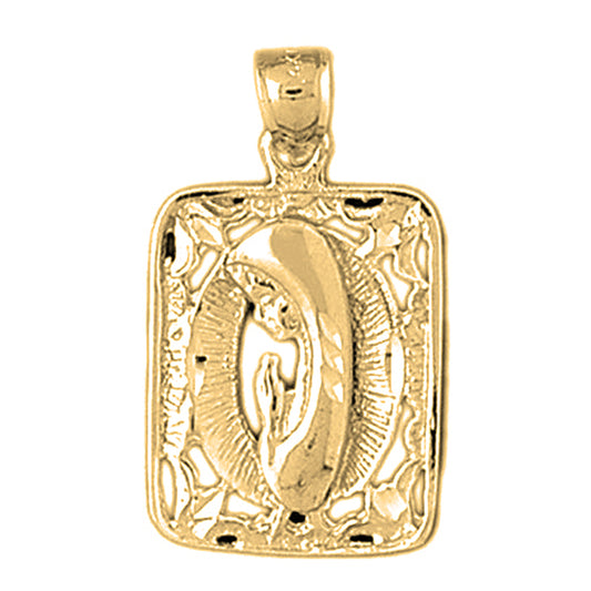 Yellow Gold-plated Silver Mother Mary, Praying Woman Pendant