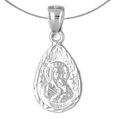 Sterling Silver Our Lady Guadalupe Pendant (Rhodium or Yellow Gold-plated)