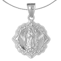 Sterling Silver Our Lady Guadalupe Pendant (Rhodium or Yellow Gold-plated)