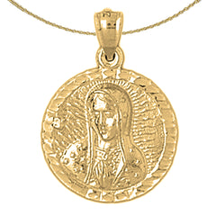 Colgante de Plata de Ley Nuestra Señora de Guadalupe (bañado en rodio o oro amarillo)