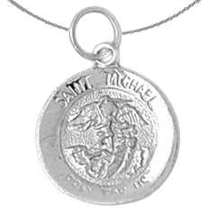 Sterling Silver St. Michael Pendant (Rhodium or Yellow Gold-plated)